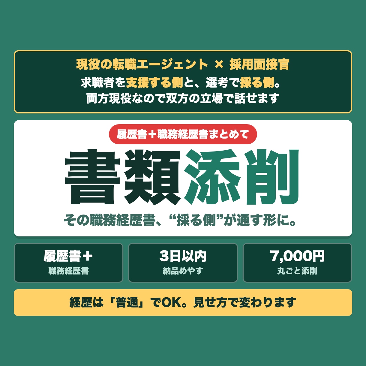 職務経歴書と履歴書を採用の本音で添削します 経歴は普通でOK。累計500名を見た現役が採用の本音で添削 イメージ1