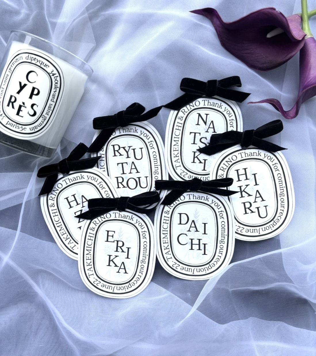 Diptyque風席札お作りします 王道人気のディプティック風リボン席札♡ イメージ1