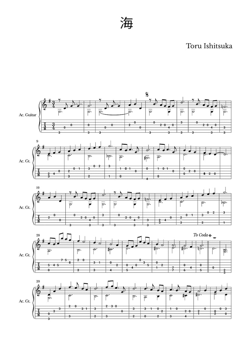 Tab譜作成いたします Tab譜付きの清書楽譜作成いたします。 イメージ1