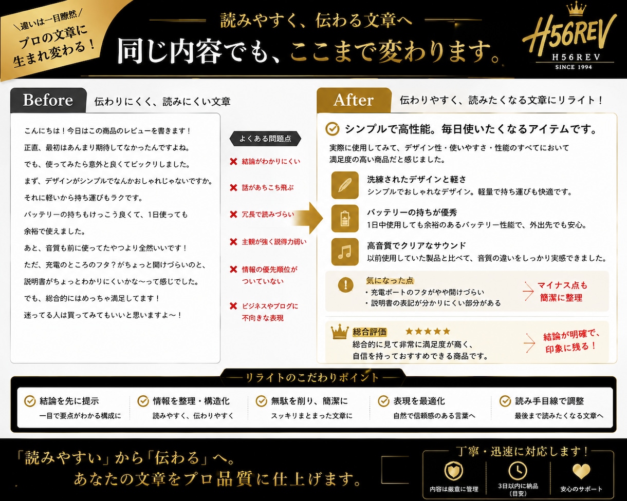 文章を読みやすく丁寧にリライト･校正します あなたらしさを残して、自然で伝わる文章に整えます イメージ2