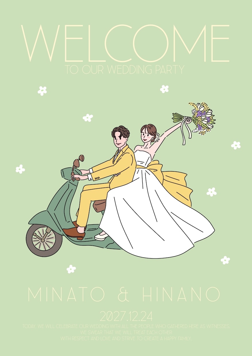 韓国風＊ウェルカムボードイラスト描きます 結婚式のテーマカラーに合わせたウェルカムボードイラスト イメージ6