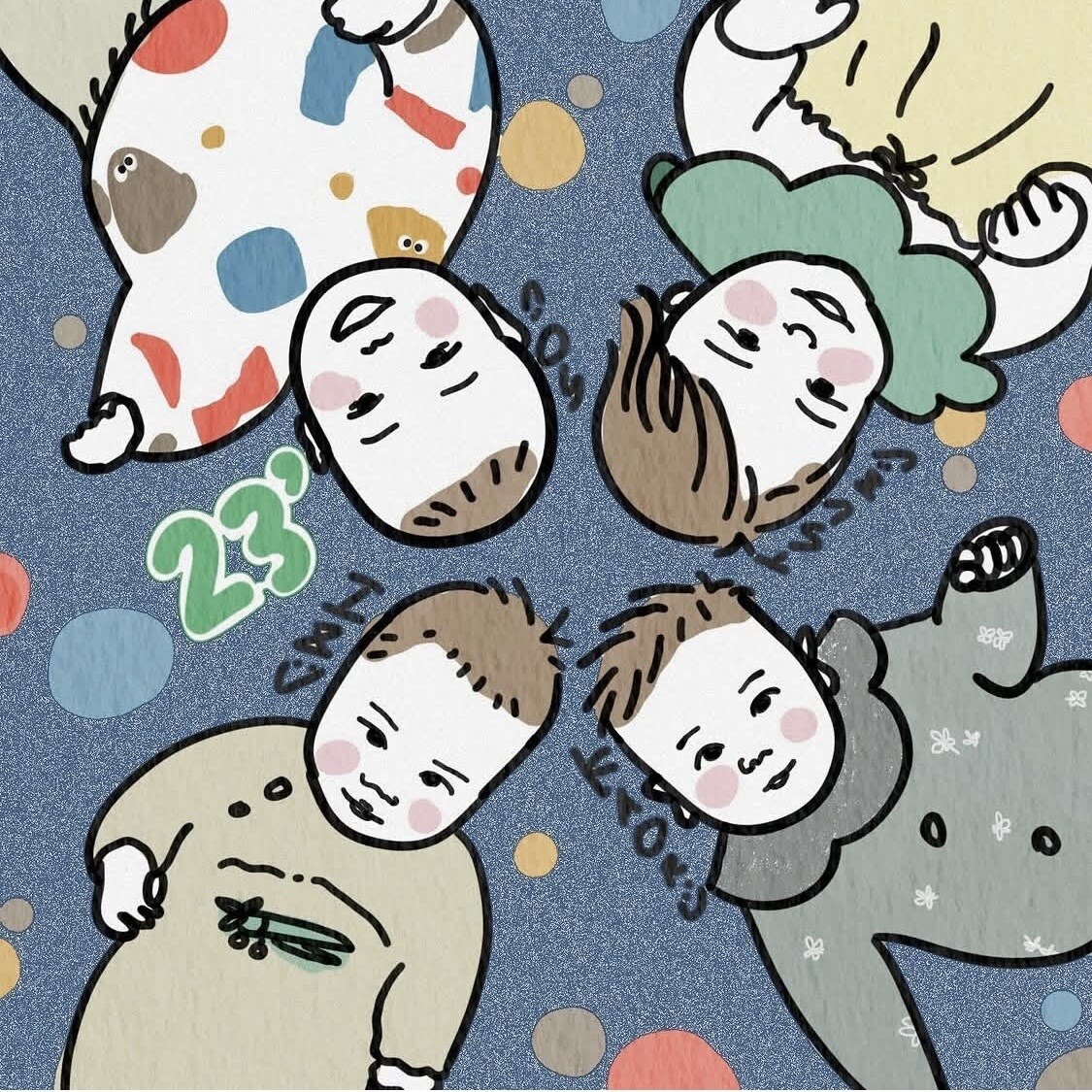 赤ちゃん・子どもの成長記録を線画イラストにします 出産祝い ハーフバースデー 誕生日 命名書 家族 記念日に イメージ8