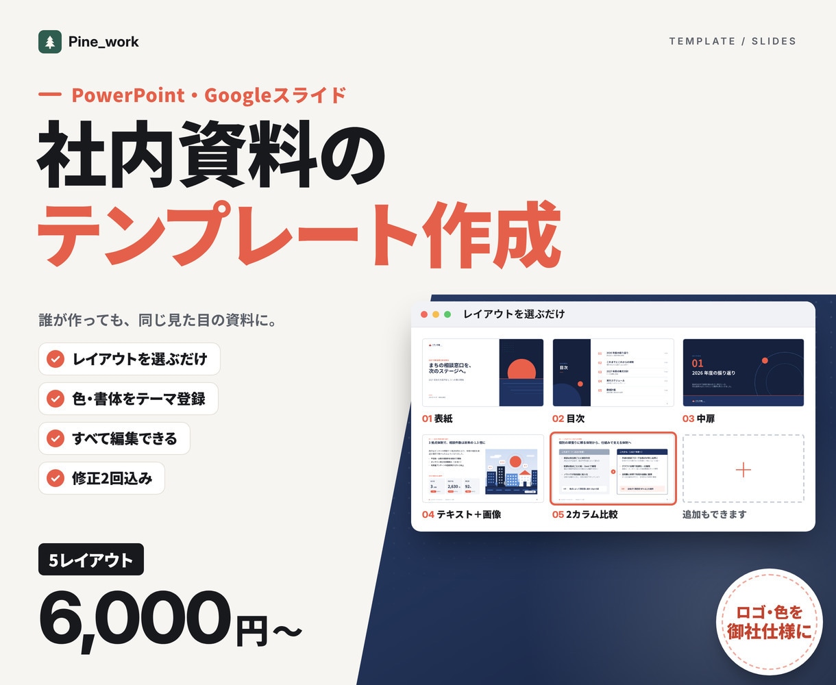 パワポ・Googleスライドのテンプレを作ります 5レイアウト6,000円。誰が作っても資料がそろう イメージ1