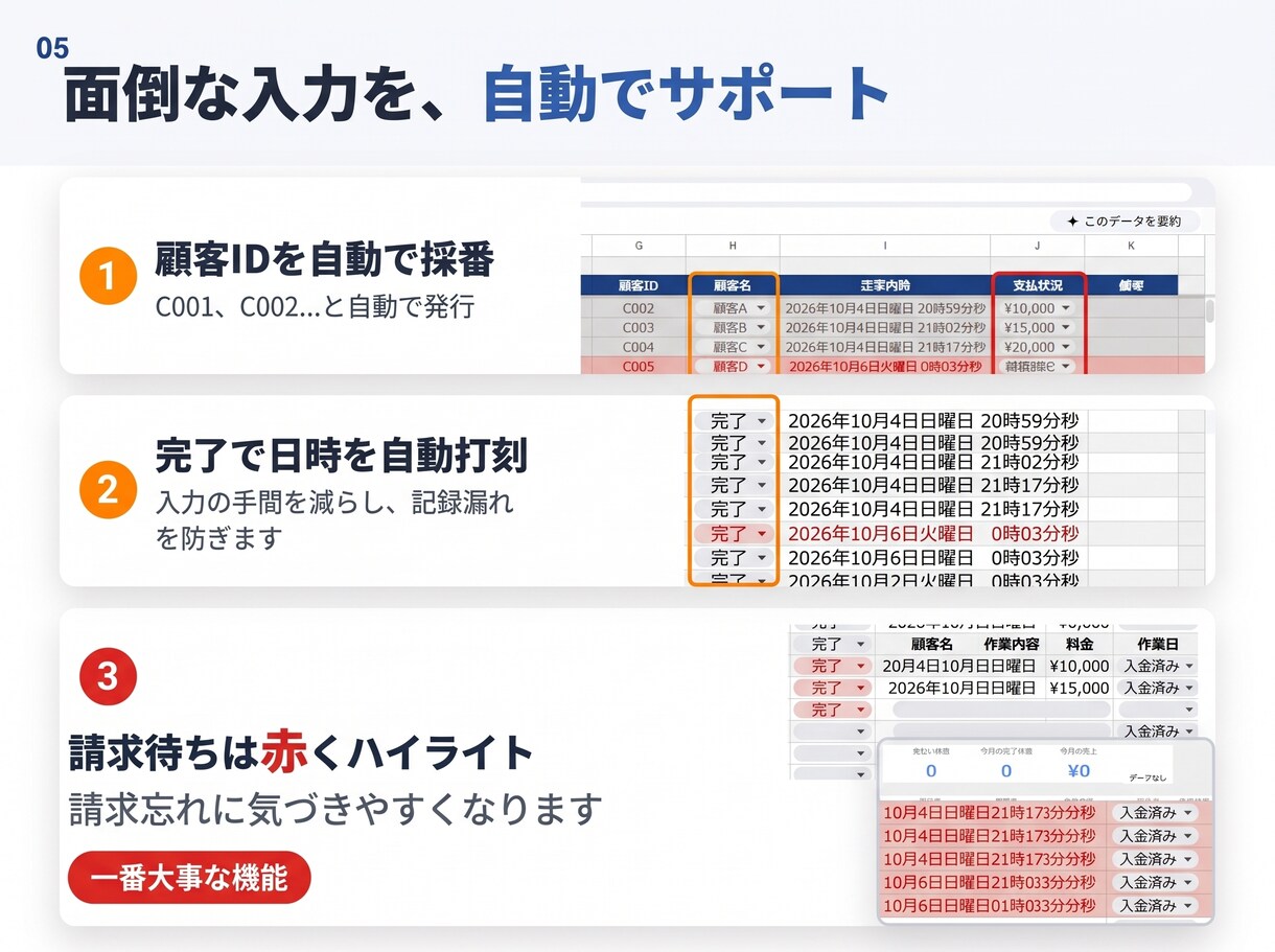 スマホ対応！顧客・作業管理スプレッドシート作ります 月額ゼロ！5,000円でサクッと始める業務管理 イメージ5
