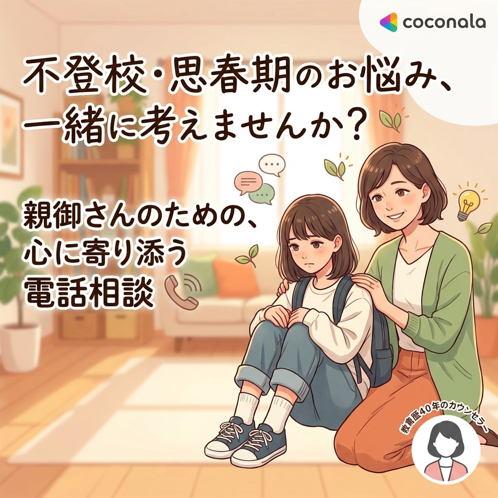 不登校や思春期のお子さんの対応等、 何でも聴きます 否定しません。元教員のカウンセラーが多様な悩みに対応します イメージ1