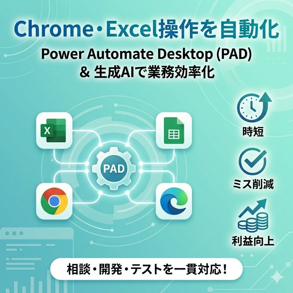 ブラウザ操作・Excel入力を自動化します 画面操作・スクレイピング・API連携・文字識別承ります イメージ1