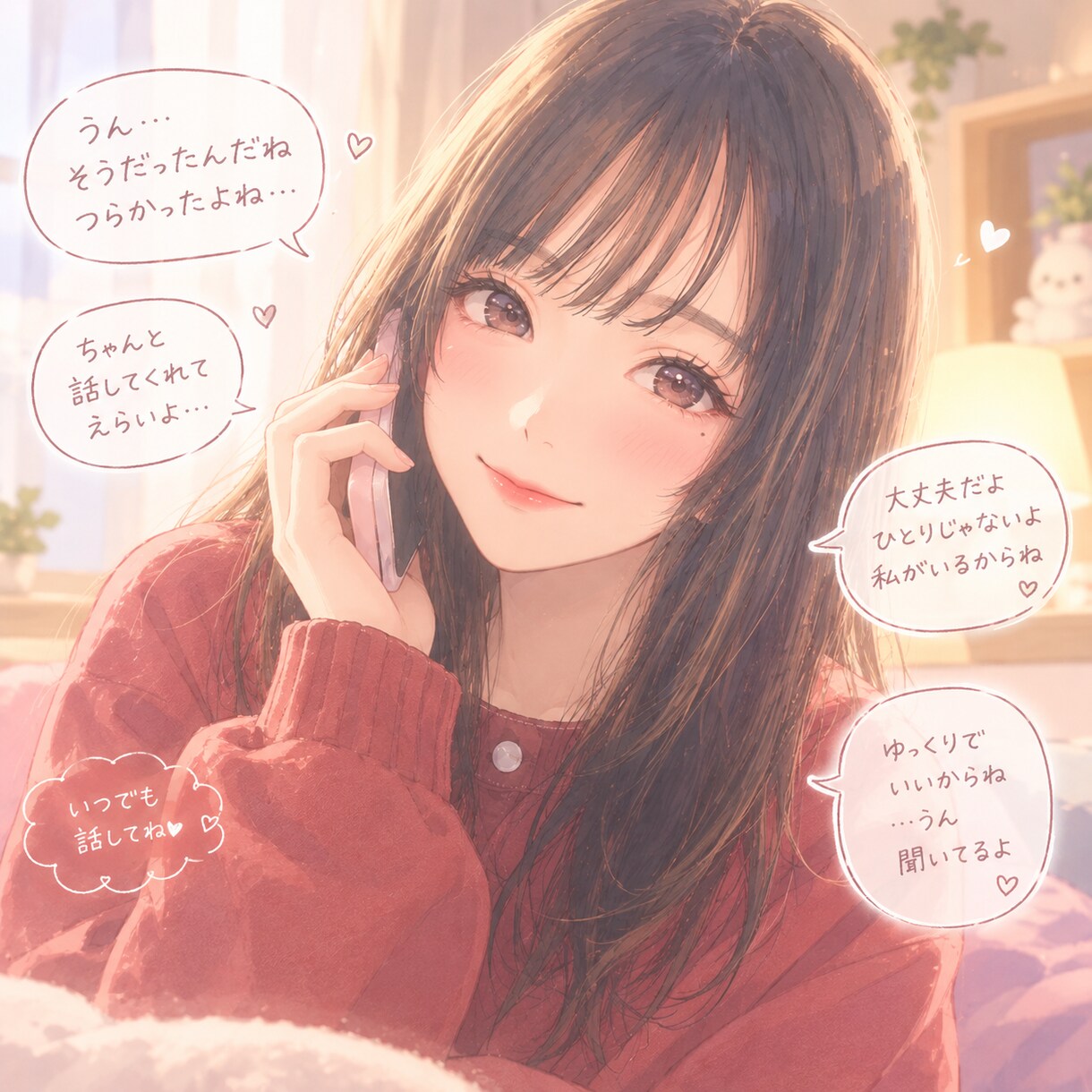プライベートやお仕事での愚痴を穏やかに聴きます リラクゼーション店でお話を聞く経験を活かし、穏やかにお話 イメージ1