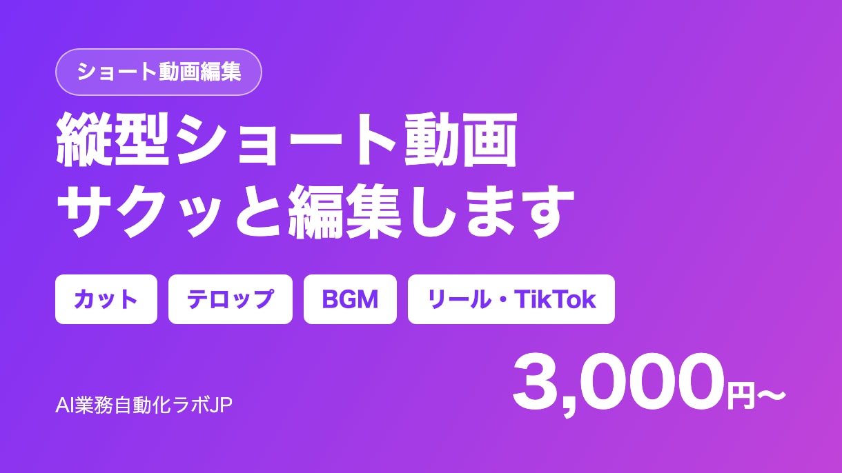縦型ショート動画をサクッと編集します カット・テロップ・BGMでリールやTikTok用に イメージ2