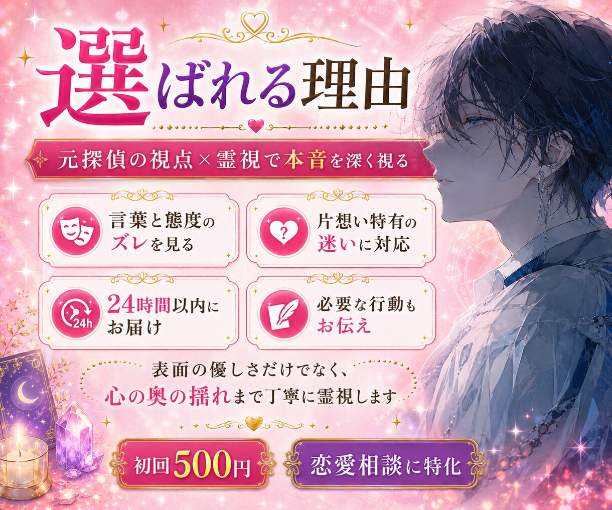 24時間以内◆片想いの彼の気持ちを霊視します 脈ありか脈なしか。連絡・告白のタイミングを視ます イメージ4