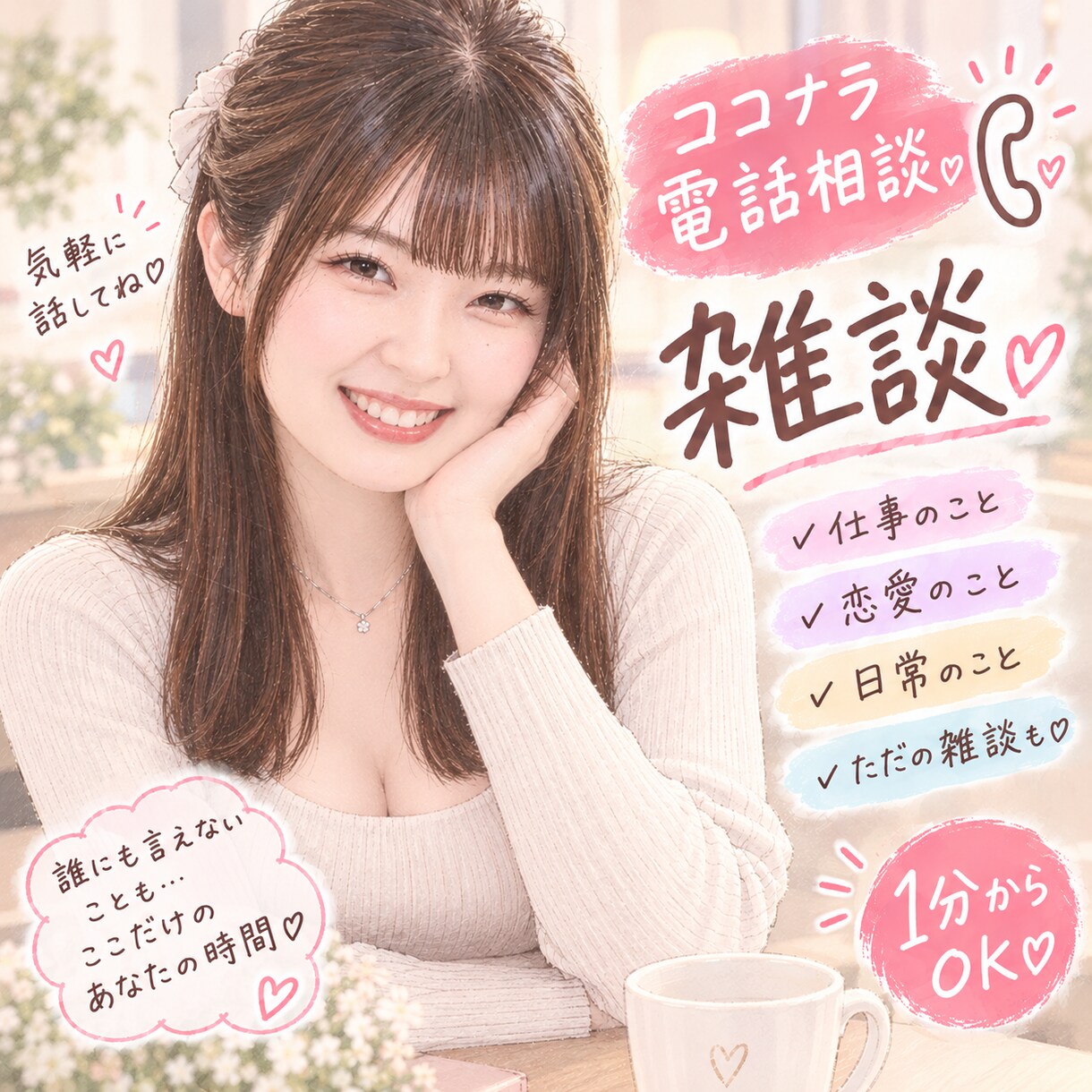 雑談しましょう❤️お話相手になります 何となく誰かと話したいとき・ちょこっとだけでも大丈夫♪ イメージ1