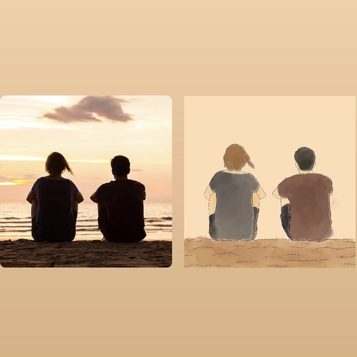 お客様から頂いた画像を一枚のイラストに仕上げます 思い出の1枚をより素敵なものに！ イメージ1