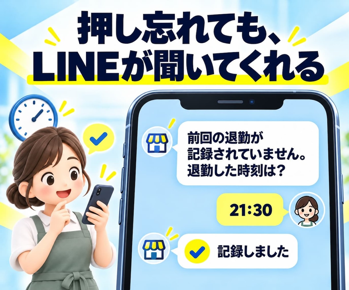 買い切りQRタイムカード｜給料計算まで自動化します 質問に答えるだけ。事業専用にカスタマイズ、届いた日から使える イメージ7