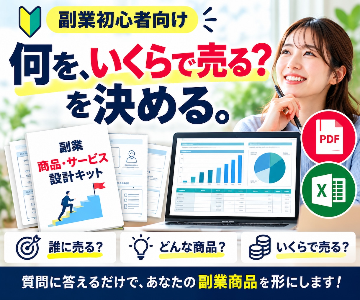 副業の商品・サービス設計をテンプレで整理します 誰に・何を・いくらで売る？をPDF＋Excelで見える化 イメージ1