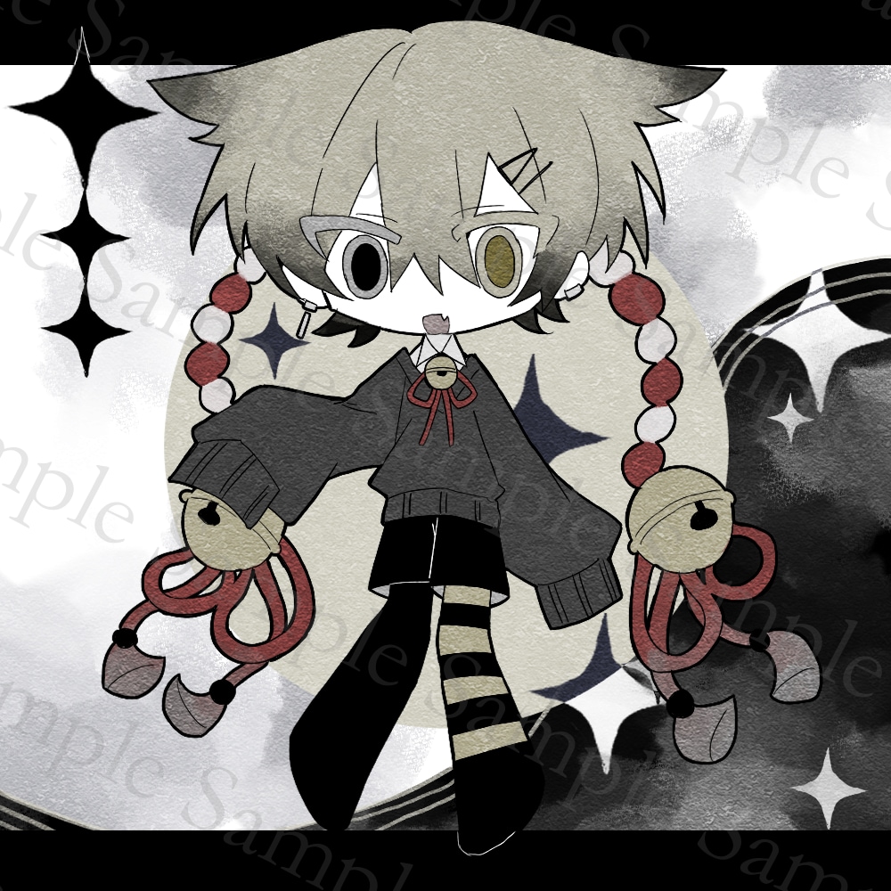 不穏・低彩度なミニキャラSDイラストをお描きします ✦グッズ制作・動画制作にご利用いただけるダークSDイラスト✦ イメージ5