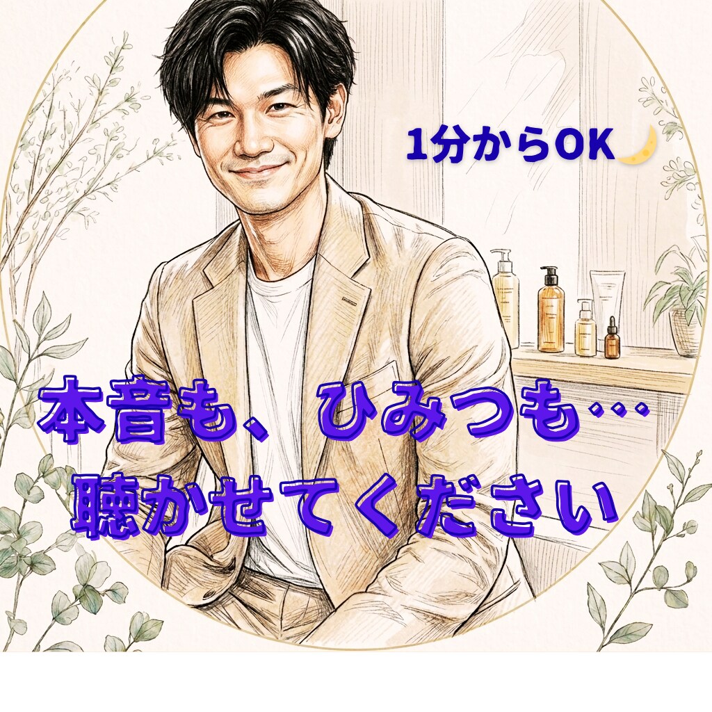 本当は打ち明けたい・　そんな話を1分から聴きます 15万件の実績！現役バーテンダーが複雑なこころに寄り添います イメージ1