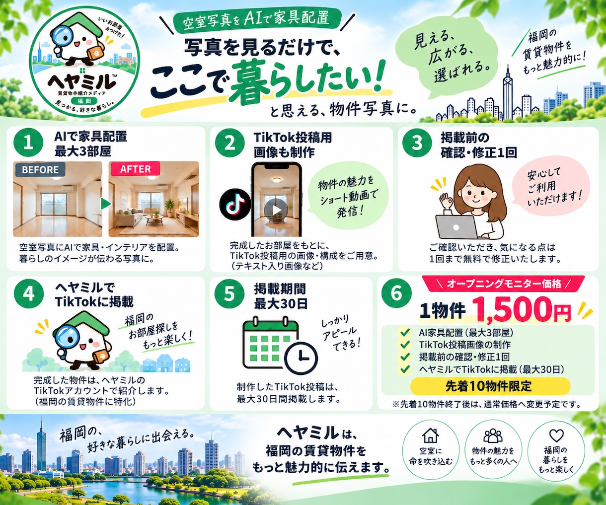 福岡の賃貸物件をTikTokで紹介しますます AI家具配置で暮らしをイメージできる物件紹介 イメージ2