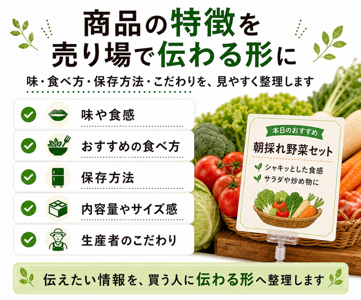 農産物の魅力が伝わる売り場POPを作ります 味・食べ方・こだわりを店頭で伝えます イメージ3