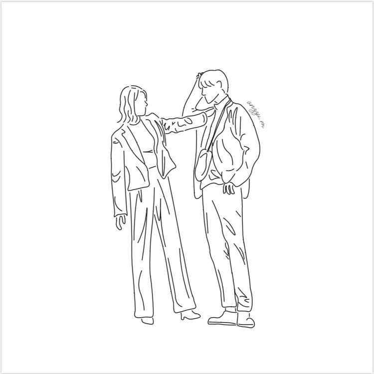 ペア用アイコン/イラスト/似顔絵描きます 写真を元に線画でオリジナルイラスト作成！ イメージ2