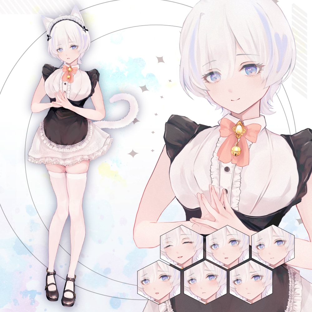 白ネコミミメイドの立ち絵販売してます TRPGや配信で使えるキャラクターイラストです イメージ1