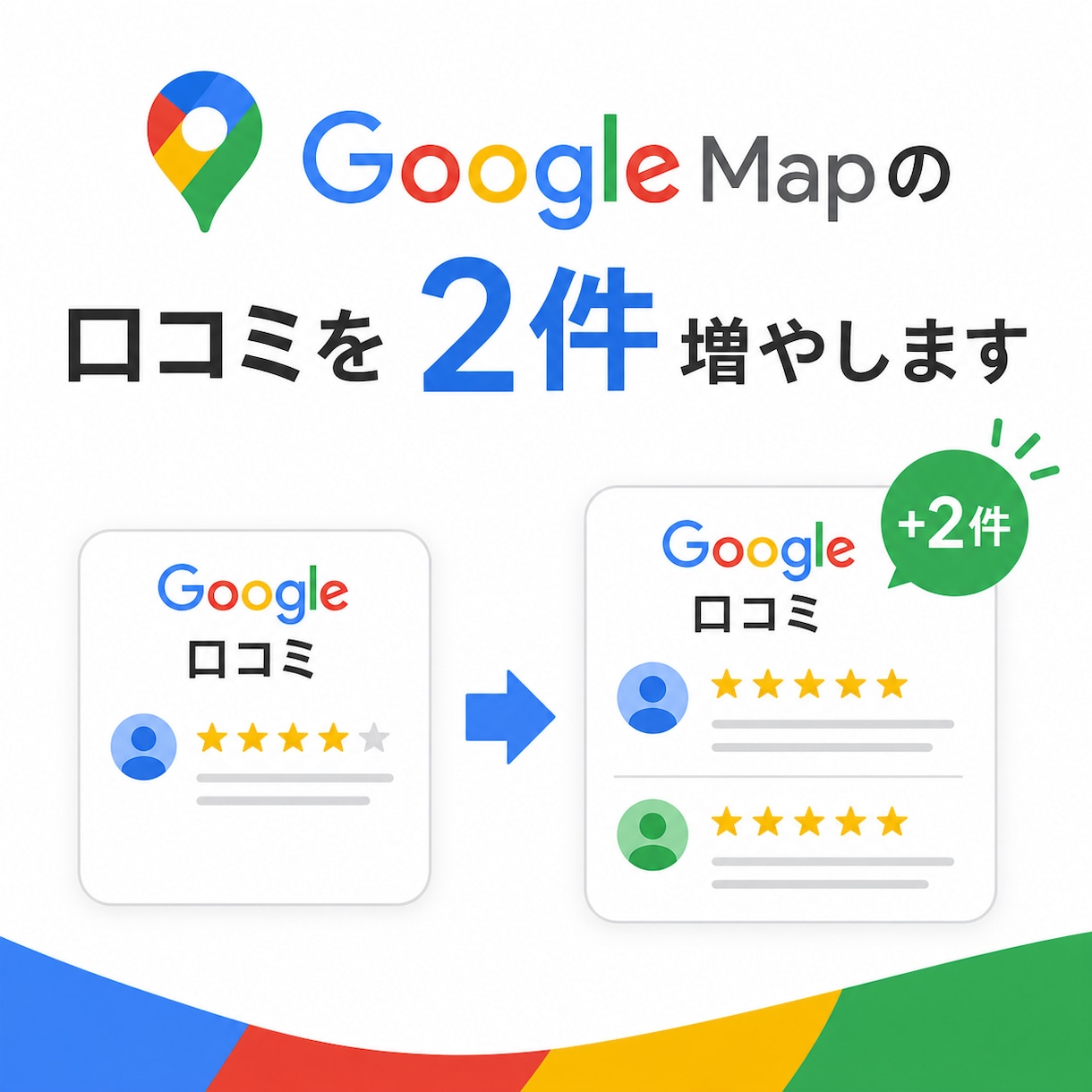GoogleMapの口コミ2件増加サポートします クチコミ増加/ローカルガイド5以上が対応します イメージ1