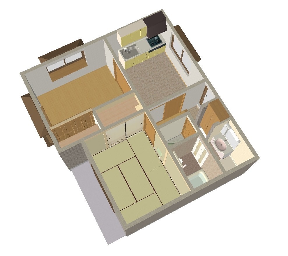 間取り図、3D俯瞰図作成します 不動産募集用の間取り図や、お引越し先のイメージの手助けに イメージ3