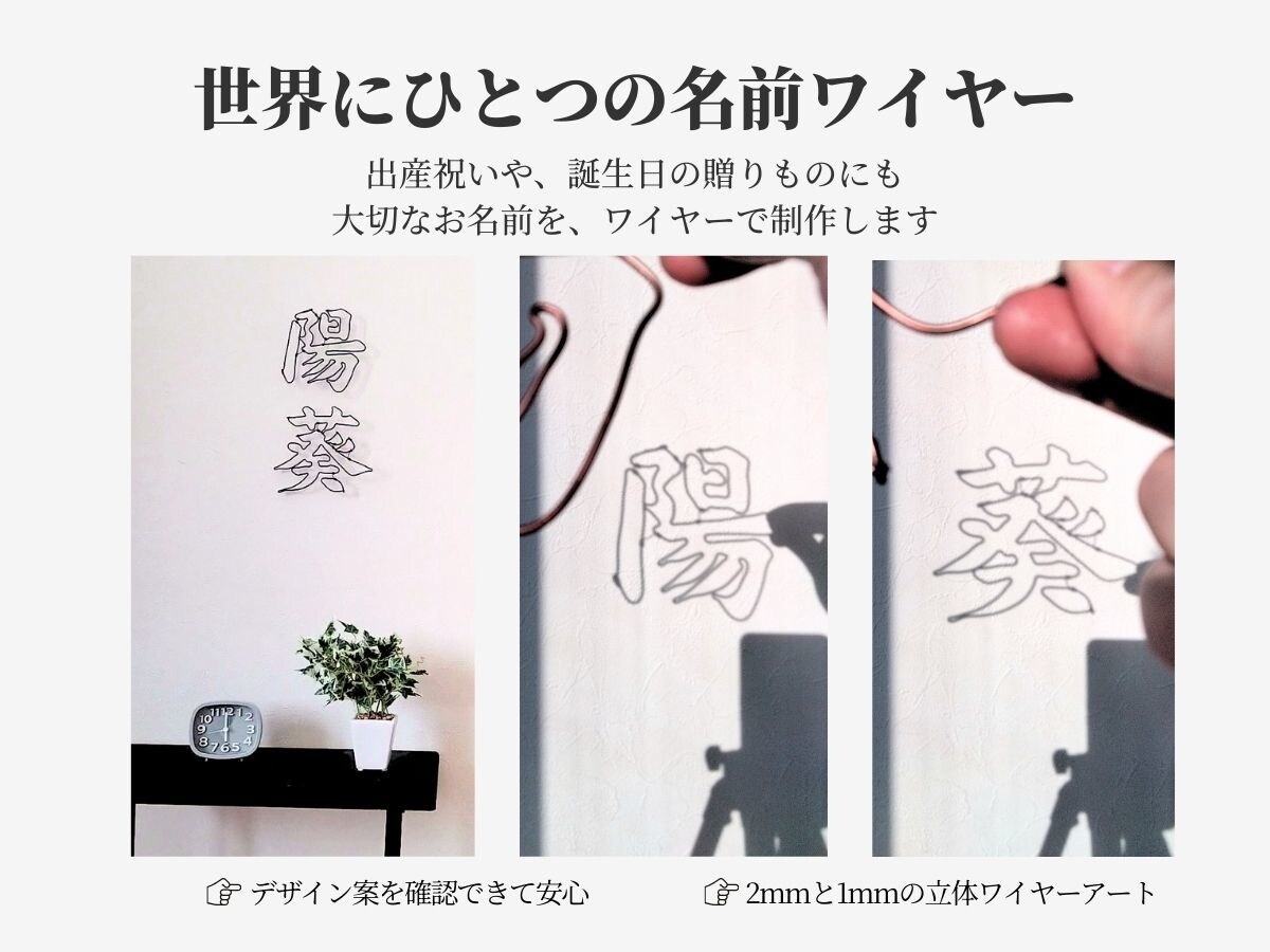 名前をワイヤーで、ひとつずつ作ります ～出産祝いや、誕生日のお祝いにも～ イメージ1