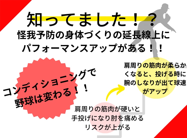 野球のパフォーマンスアップのケア方法を教えます どんなに上手くても身体の柔軟さがないと故障のもと イメージ2