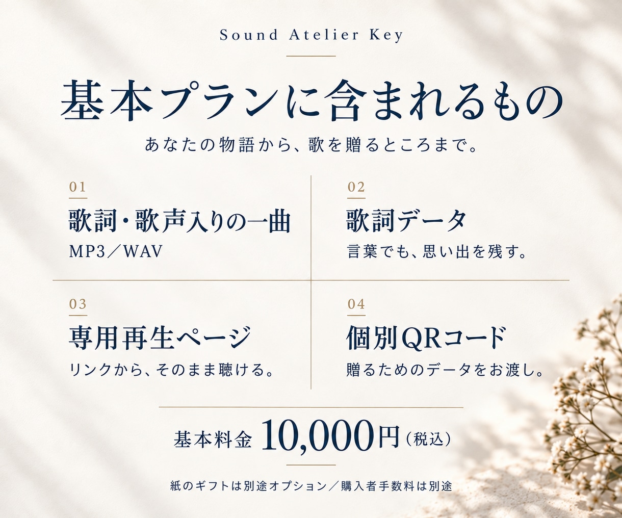 誕生日や記念日に贈るオリジナルソングをつくります 「好き」も「ありがとう」も。思い出を、歌声のある贈り物に。 イメージ2