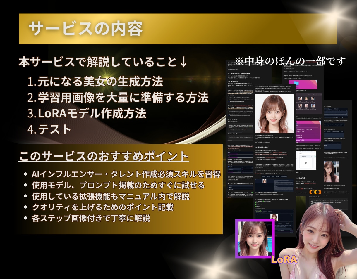 AI美女・イラストの顔固定LoRAの作り方教えます ✅AIインフルエンサー・モデル作成に必須スキル イメージ3