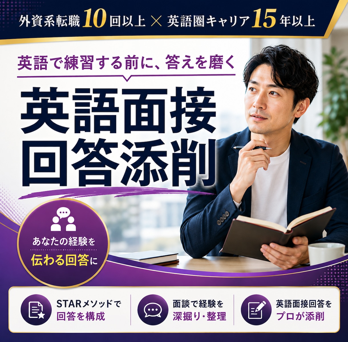 海外在住コンサルタントが英語面接回答法を伝授します 回答作成ガイド、面談、回答添削の組み合わせで準備万端 イメージ1