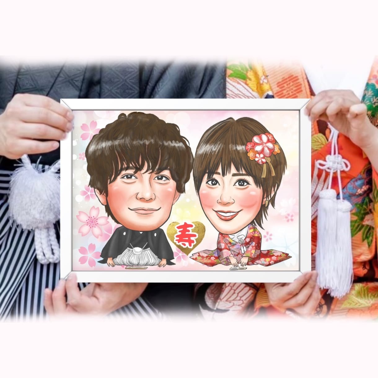 幸せつなぐ【ウェルカムボード＆両親ギフト】描きます お二人様で5500円～　ビデオチャット打ち合わせ可能です◎ イメージ1
