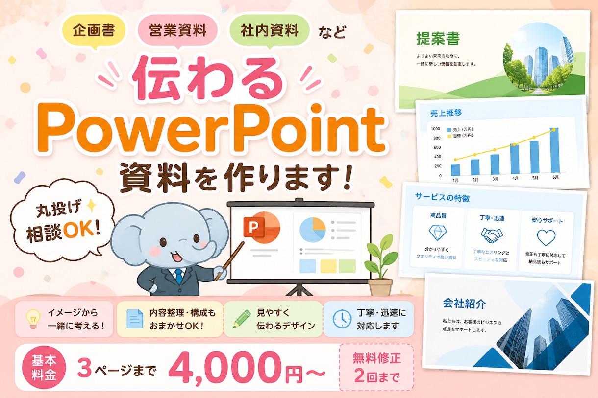 伝わる資料・PowerPointを作成します 企画書・営業資料・社内資料など、丸投げ相談OK！ イメージ1