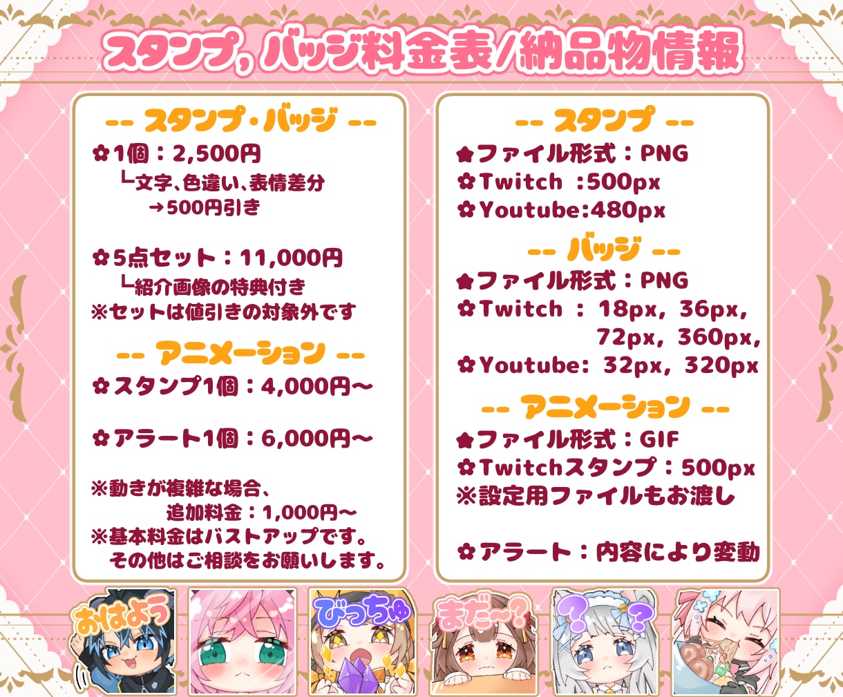 配信用のかわいいスタンプやバッジを描きます 5点セットがお得！アニメーションスタンプもご依頼受付中です♪ イメージ2