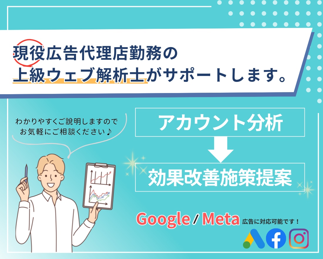 3000円/Google・Meta広告を改善します 上級ウェブ解析士がアカウント診断・改善提案をします イメージ3