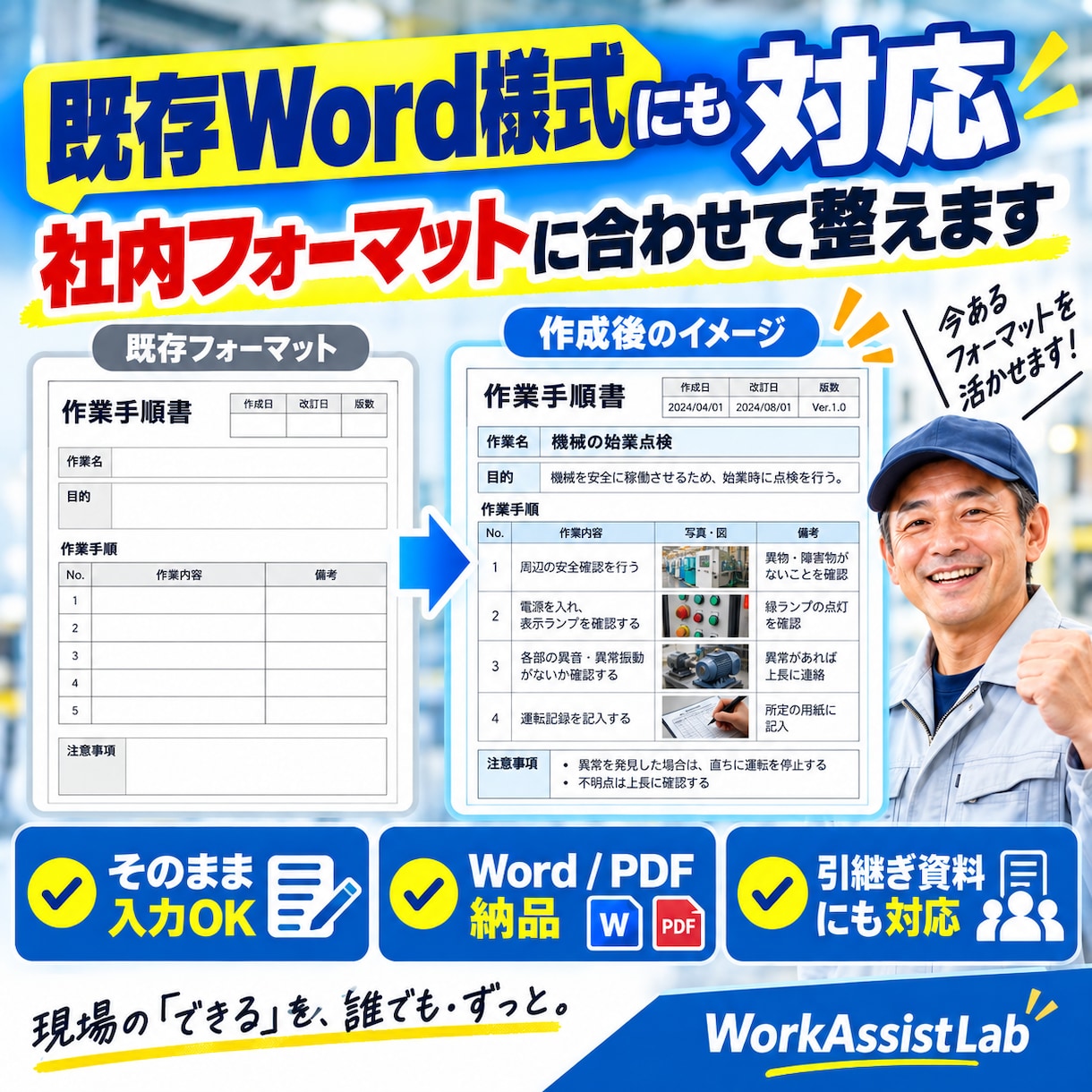 音声・写真から作業手順書・マニュアルを作成します 引き継ぎに困る業務を、伝わる形に整えます イメージ2