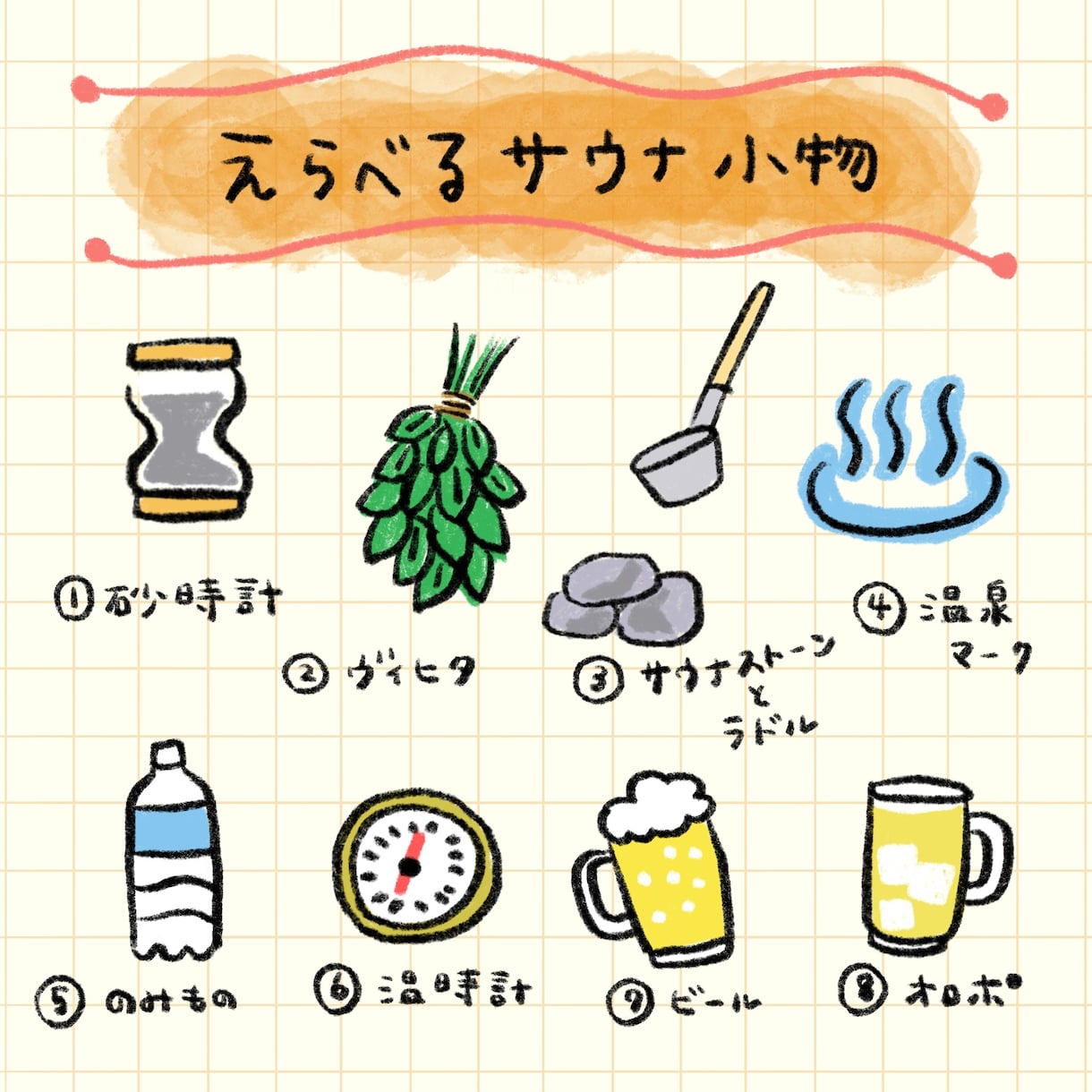 オリジナルの似顔絵サウナアイコンお作りします サウナにサ飯♪あなたのサ活をアイコンにギュッと詰め込みます！ イメージ8