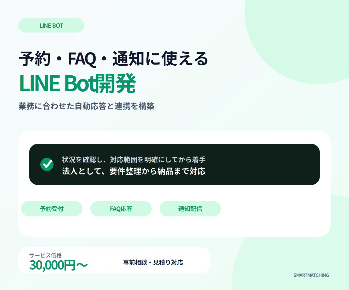LINE Bot・チャットボット開発します 予約受付・自動応答・通知配信など業務に合わせたBot構築 イメージ1