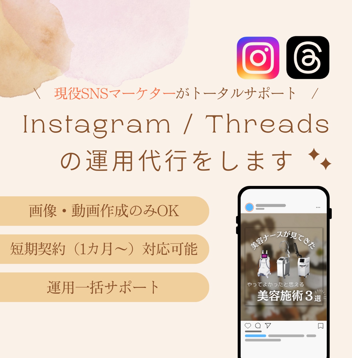 あなたのSNS運用をサポートします 画像制作〜運用まるごとおまかせまで最適なプランをご提案!! イメージ1