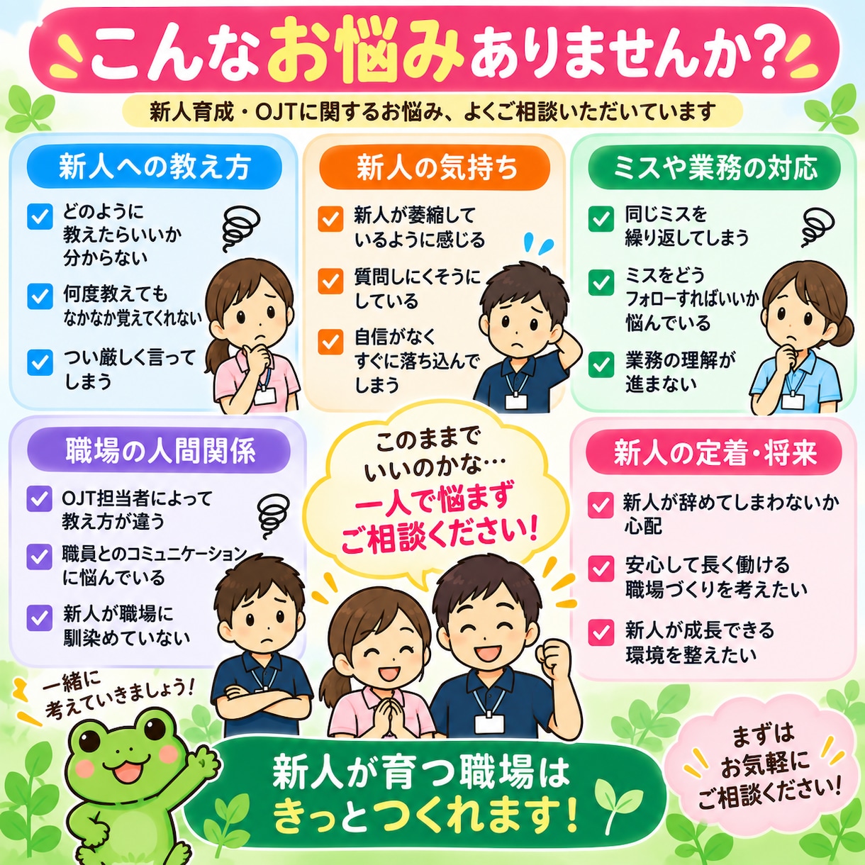 介護現場の新人育成・OJTの悩み相談に乗ります 新人が育つ職場づくりを現場経験から支援します イメージ2
