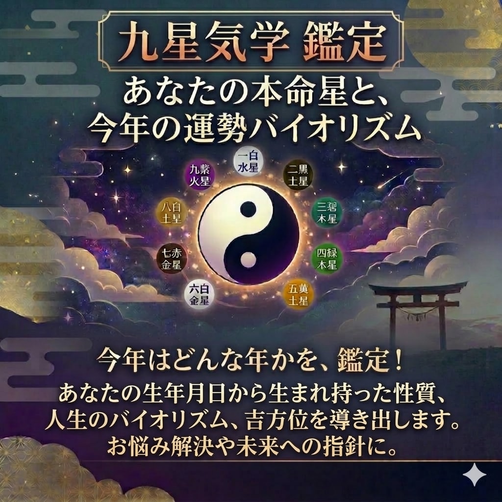 九星気学で2026年の運勢バイオリズムを鑑定ます あなたの本命星から導き出す、お悩み解決と未来への指針 イメージ1