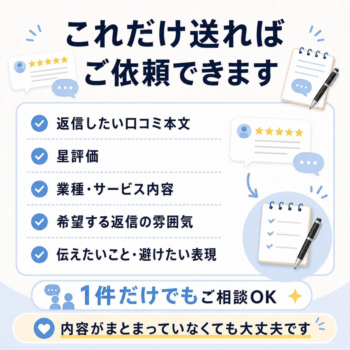 Google口コミの返信文を1件から作成します 店舗らしく自然な返信文で低評価にも冷静で丁寧に対応します イメージ4