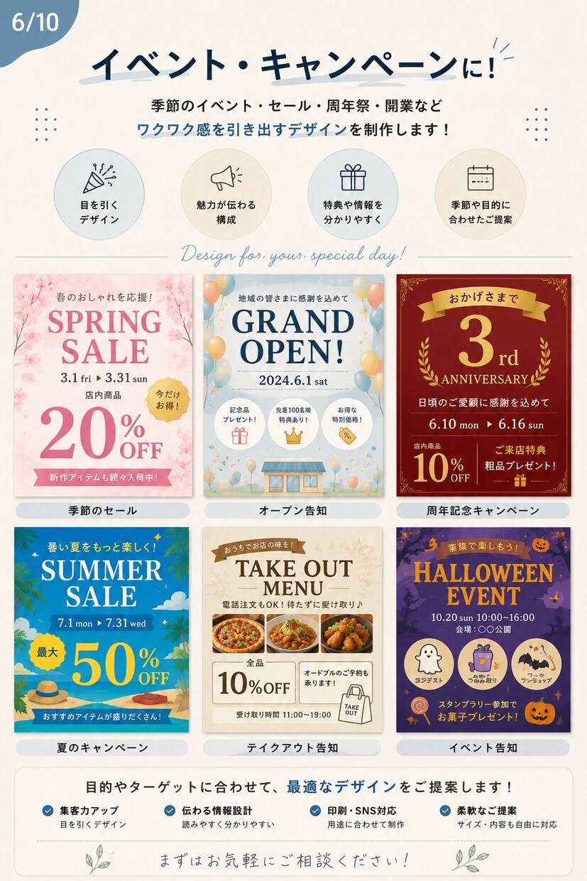 店舗向けチラシ・POPを制作します 集客・販促につながる目を引くデザインを制作！ イメージ6