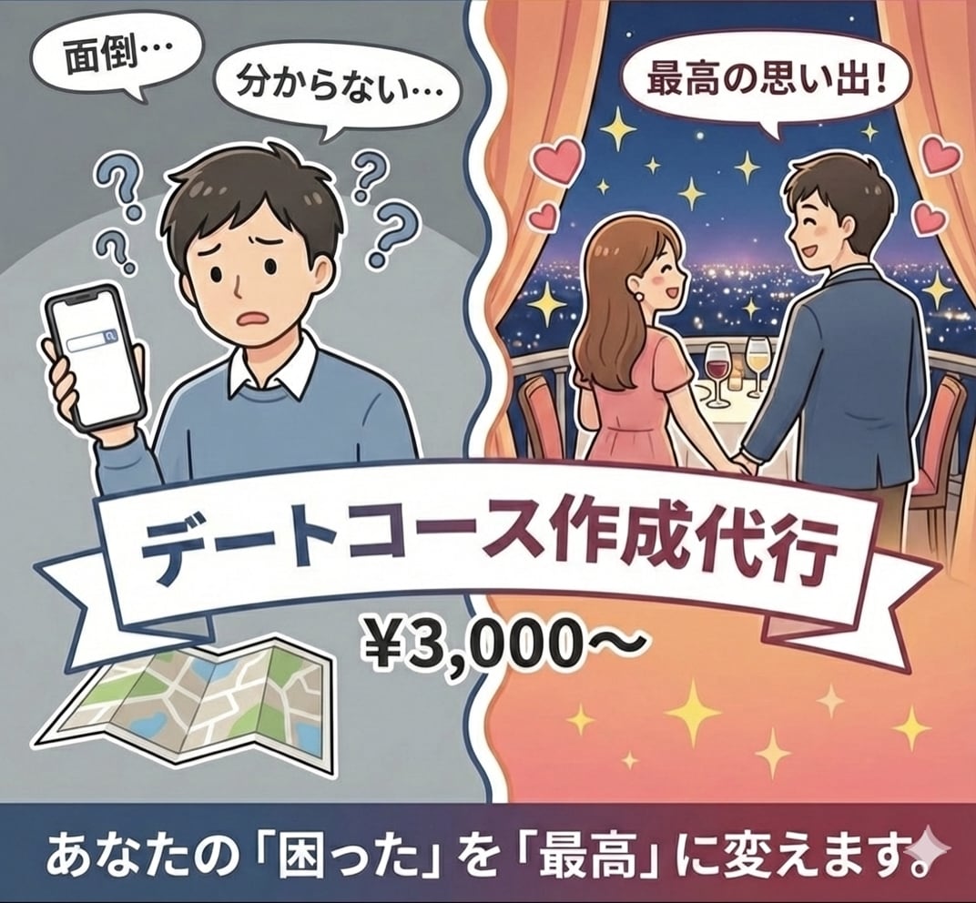最短3日！あなただけの完璧デートプラン作成します デート考えなきゃ。でも面倒・・という方へ イメージ1