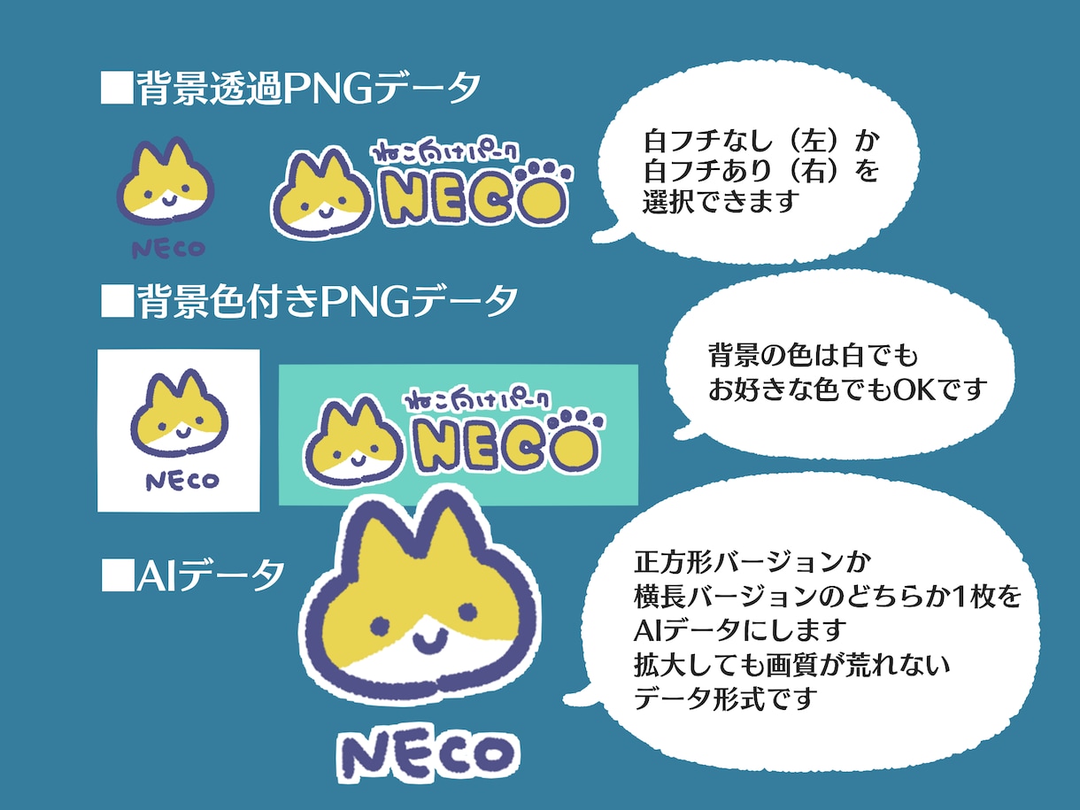 ラフ修正無制限！ゆるかわ手書きイラストロゴ作ります じっくり相談しながらロゴ×2セット制作。AIデータも込み✌︎ イメージ5