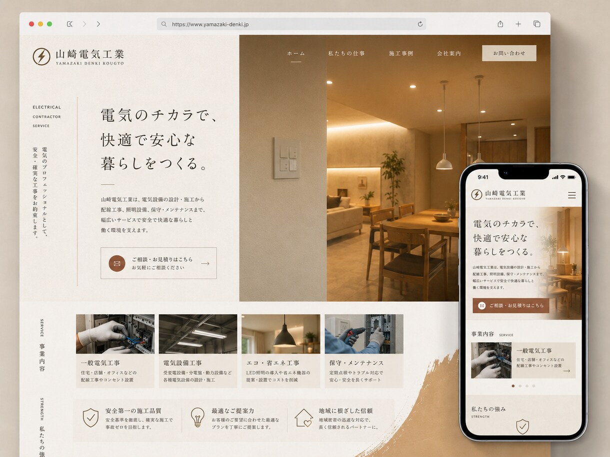 電気屋さん専門のホームページを制作しますます お客様想いの現場の強みが伝わる、更新しやすいホームページ イメージ2