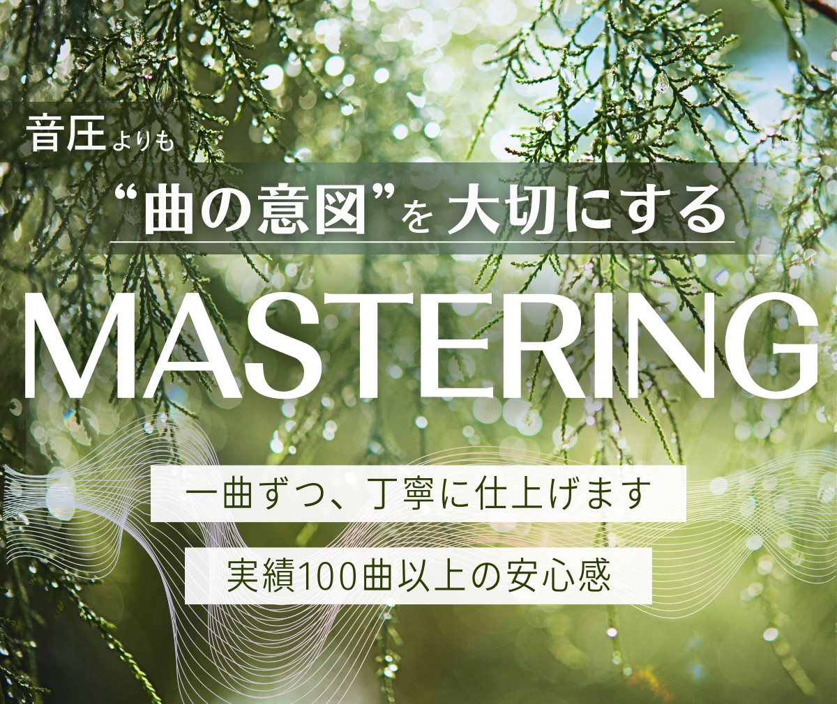 楽曲を解釈し、魅力を引き出すマスタリングをします 音圧より"曲の意図"を大切に。楽しみながら誠実に仕上げます。 イメージ1