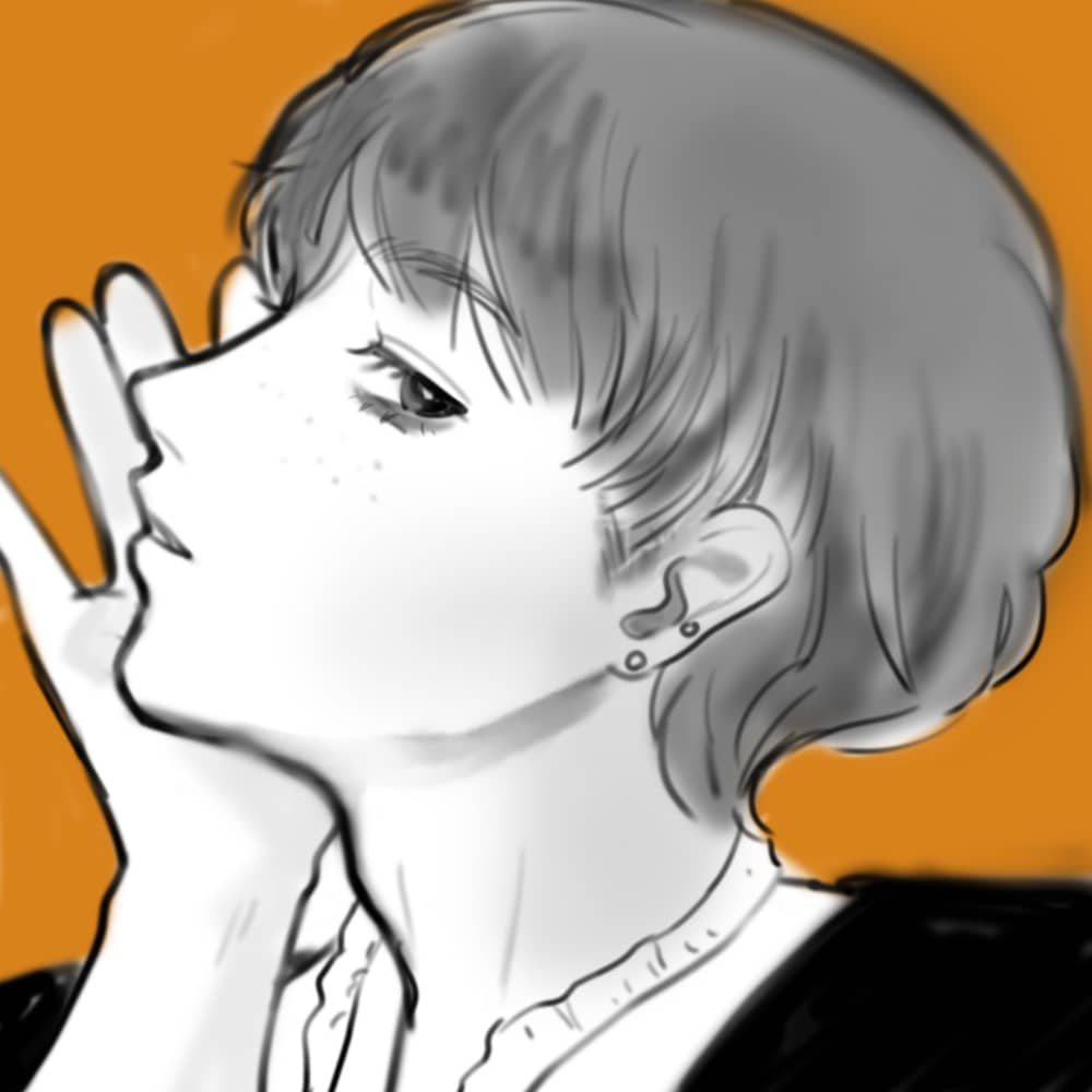 SNSアイコン（モノクロ）作成します モード感のあるモノクロイラスト作成します イメージ3