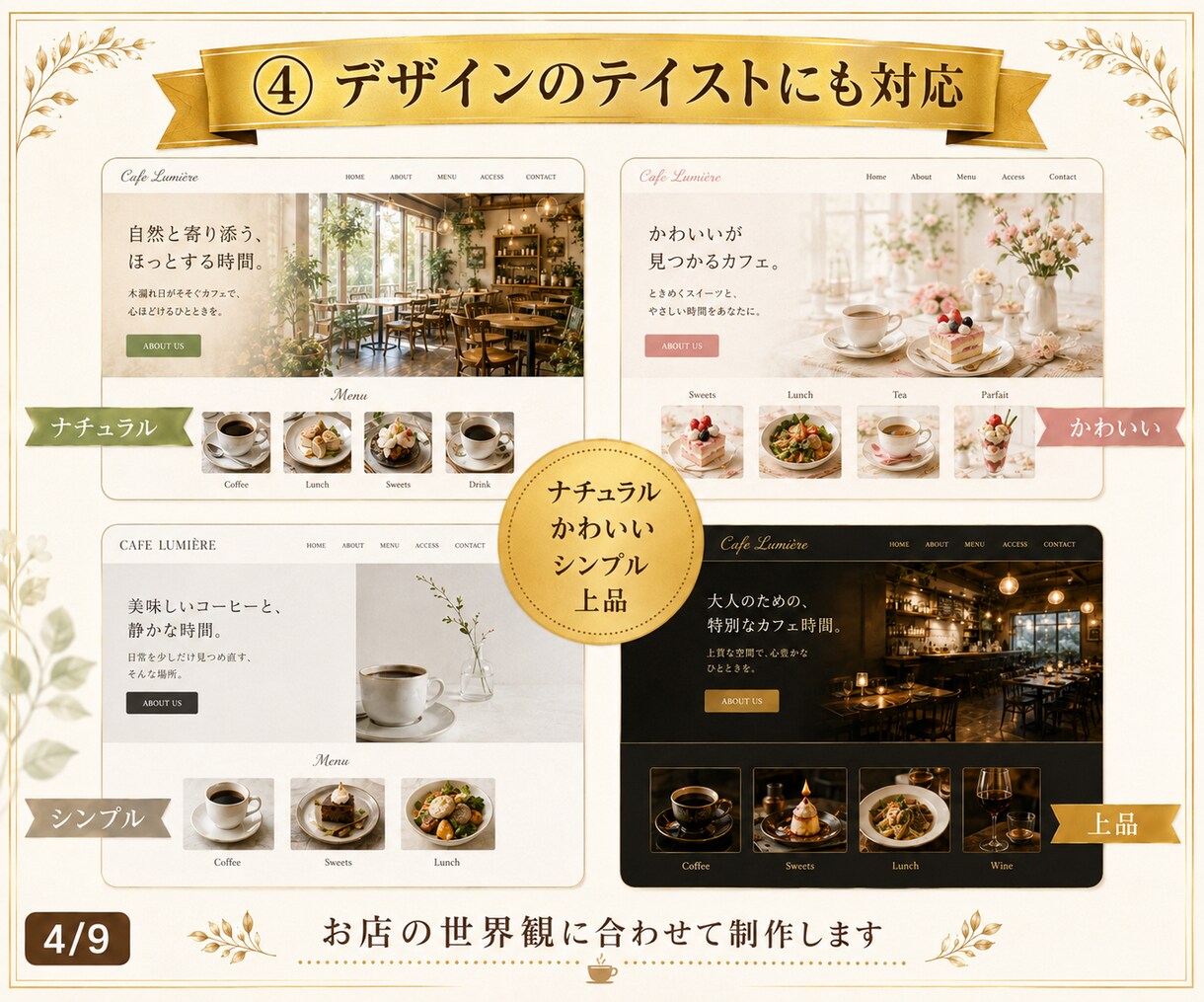 カフェ・店舗向けHPをおしゃれに制作します スマホ対応・SNS導線まで見やすく仕上げます イメージ5