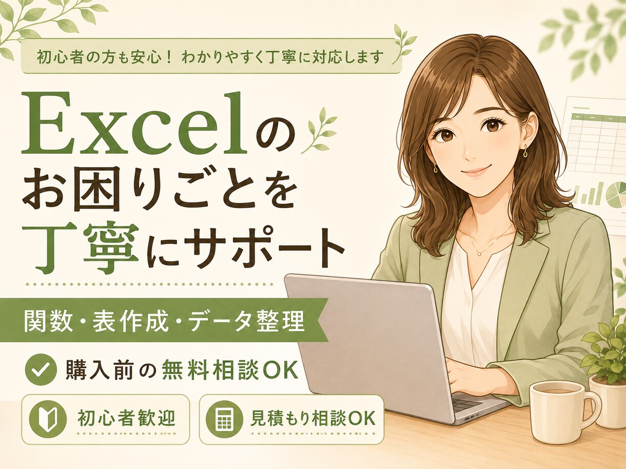 Excelの関数・表作成をお手伝いします 購入前に内容を確認し、対応可能な範囲で丁寧にサポートします イメージ1