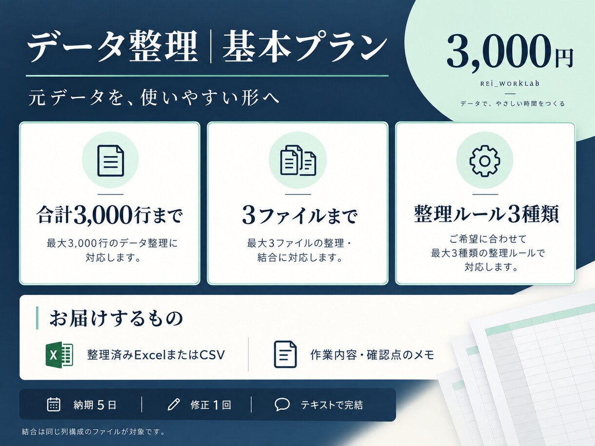 ExcelやCSVを整理し使いやすい表に整えます 表記統一・重複整理・列の並べ替えまで、作業メモ付き イメージ2